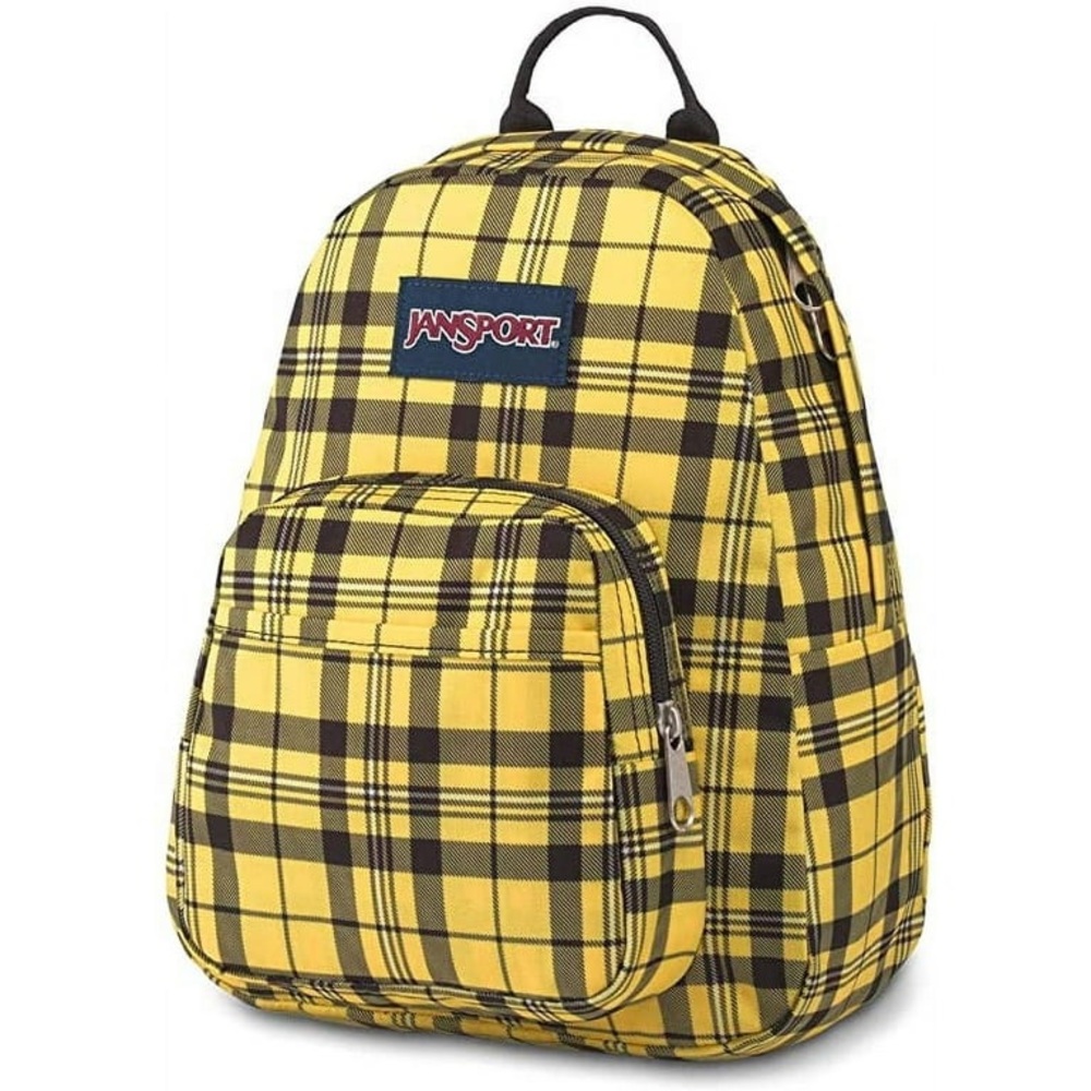 Jansport Half Pint Mini Backpack throw back plaid yellow black